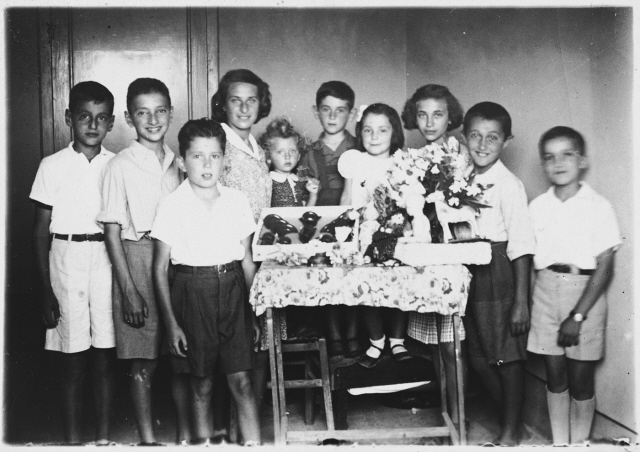 Jewish refugees at birthday party in Albania 1942