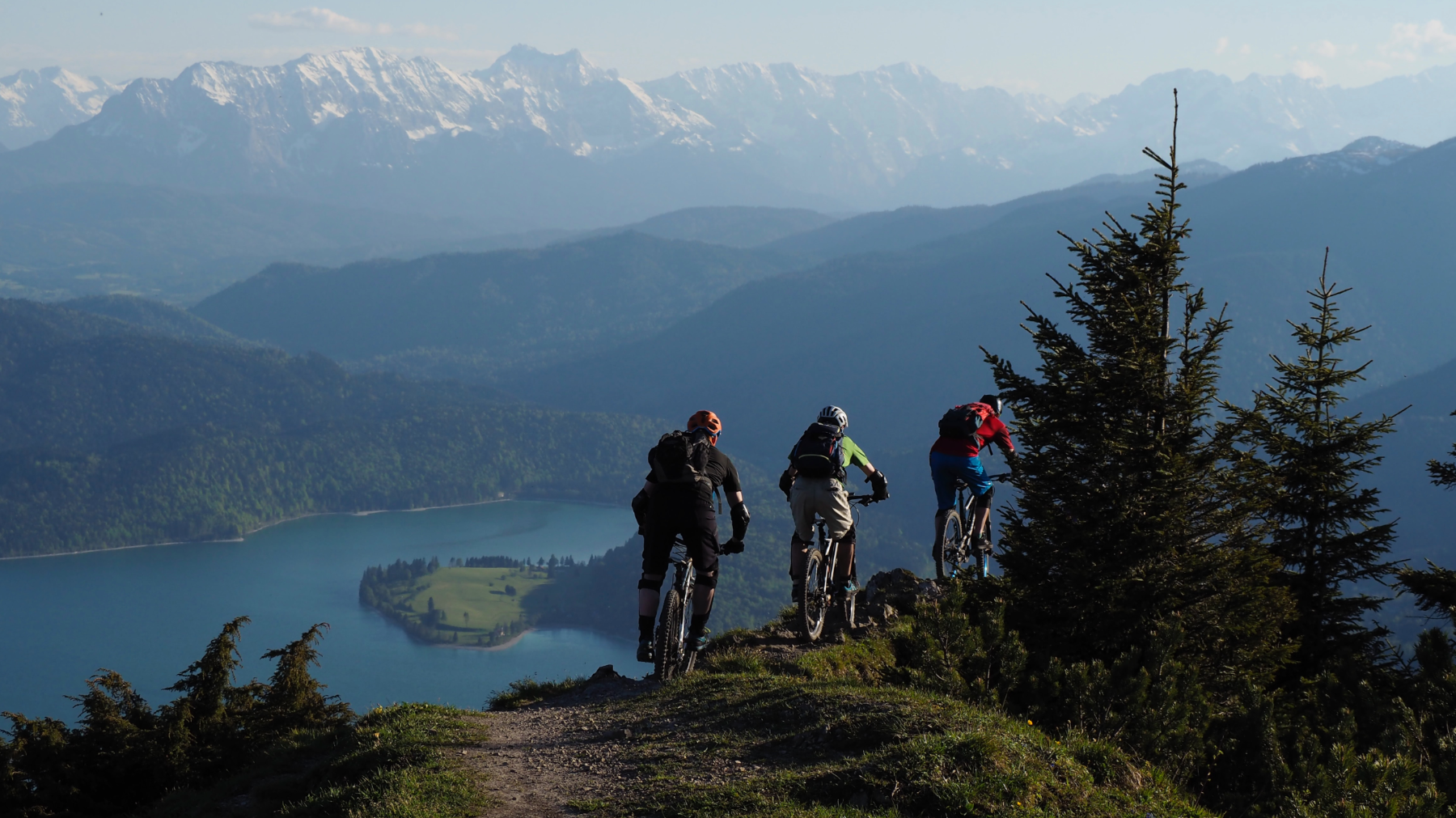 Mountain bikers on a scenic ride.